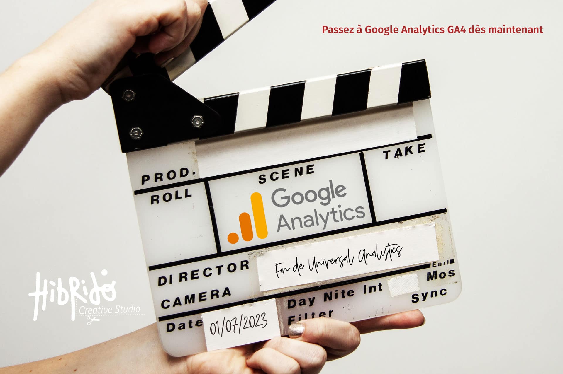 image d'un clap qui met en avant le début de Google Analytics et donc la fin de Universal Analytics