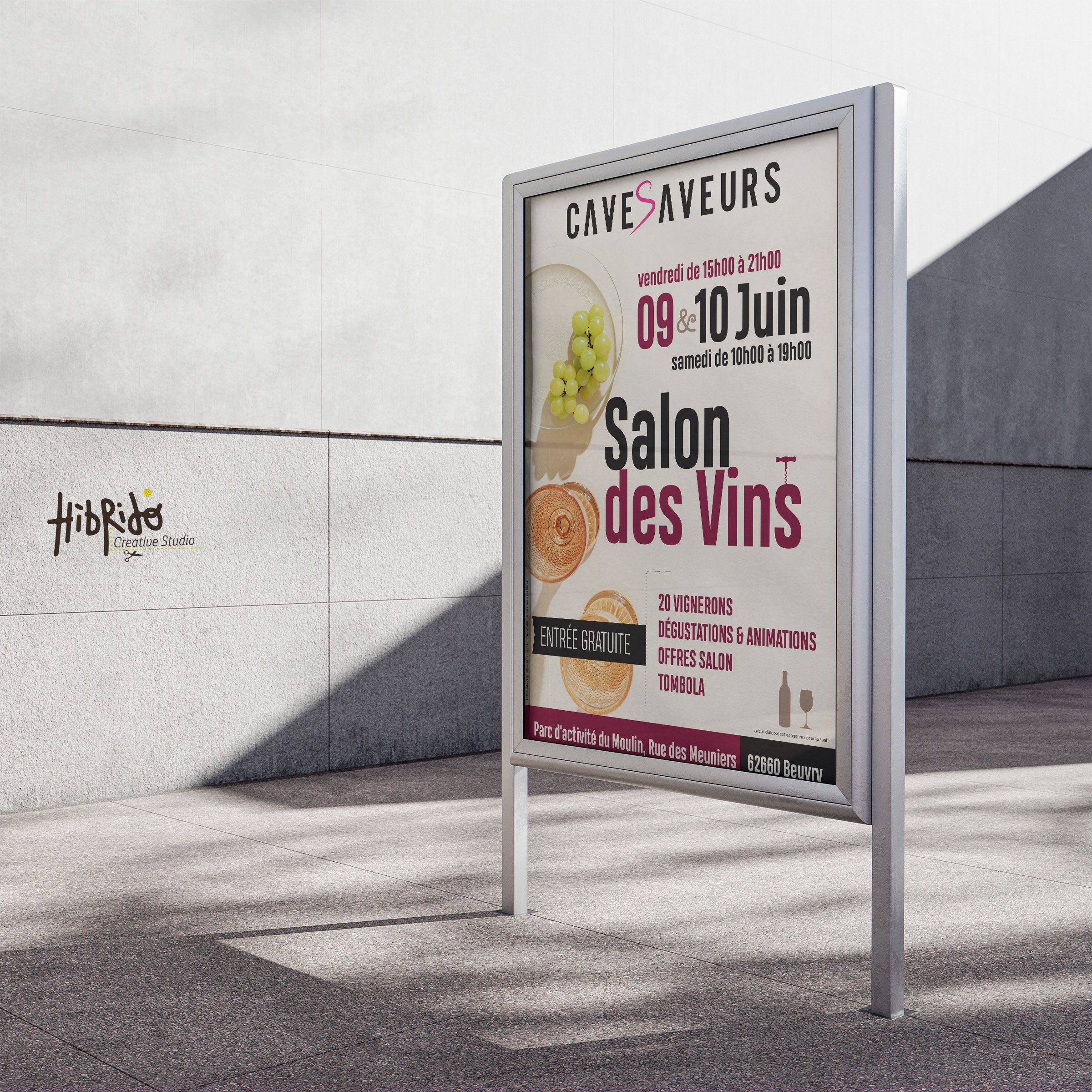 Affiche pour Salon des Vins en juin.