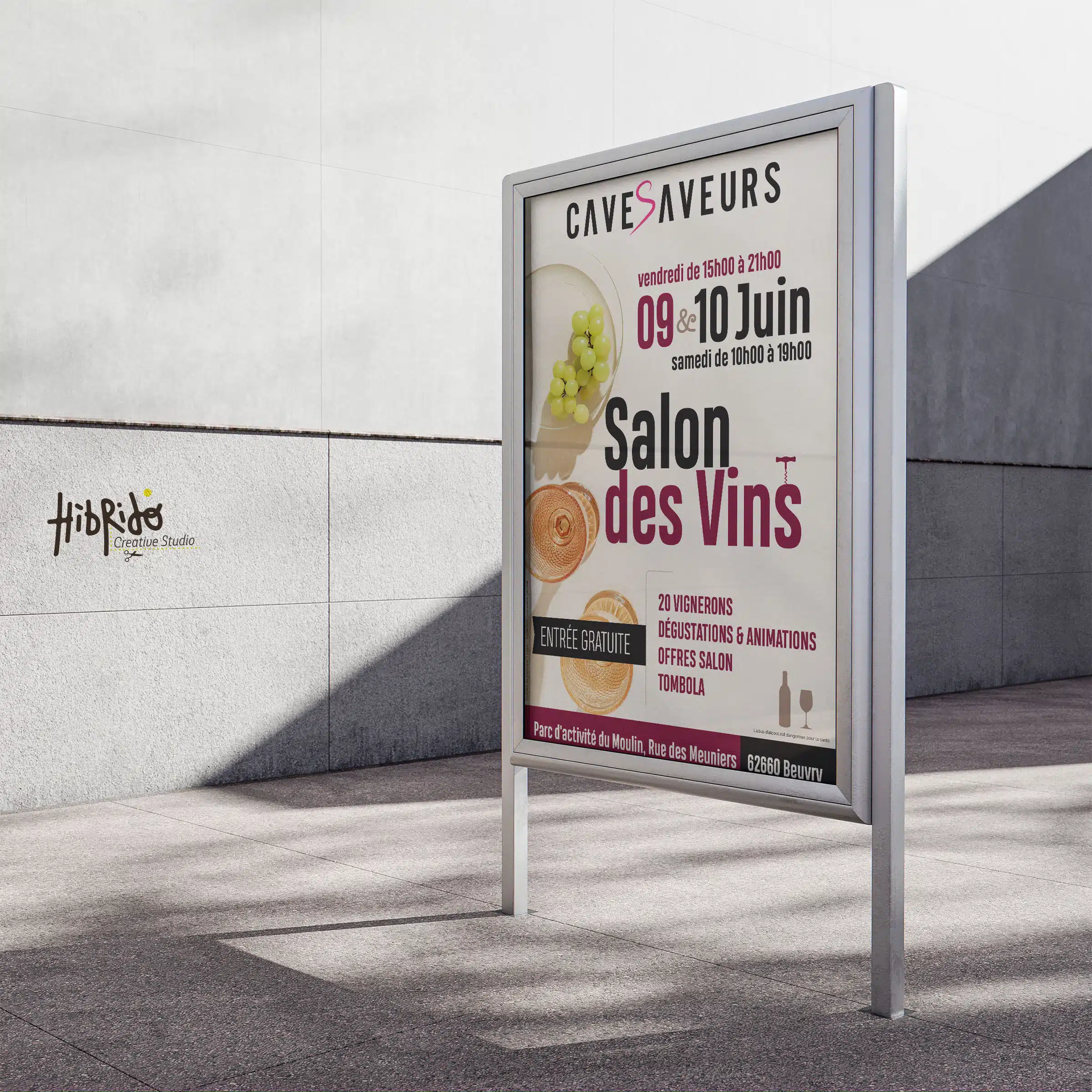 Affiche pour Salon des Vins en juin.