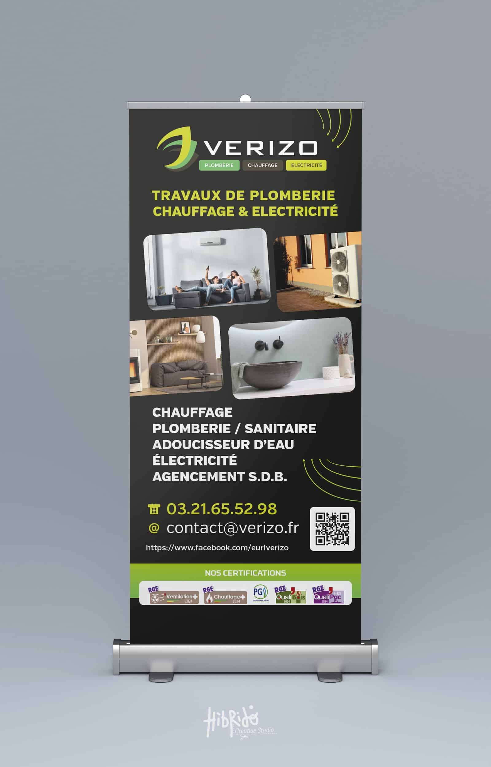 Verizo, plomberie, chauffage et électricité, contact et certifications.