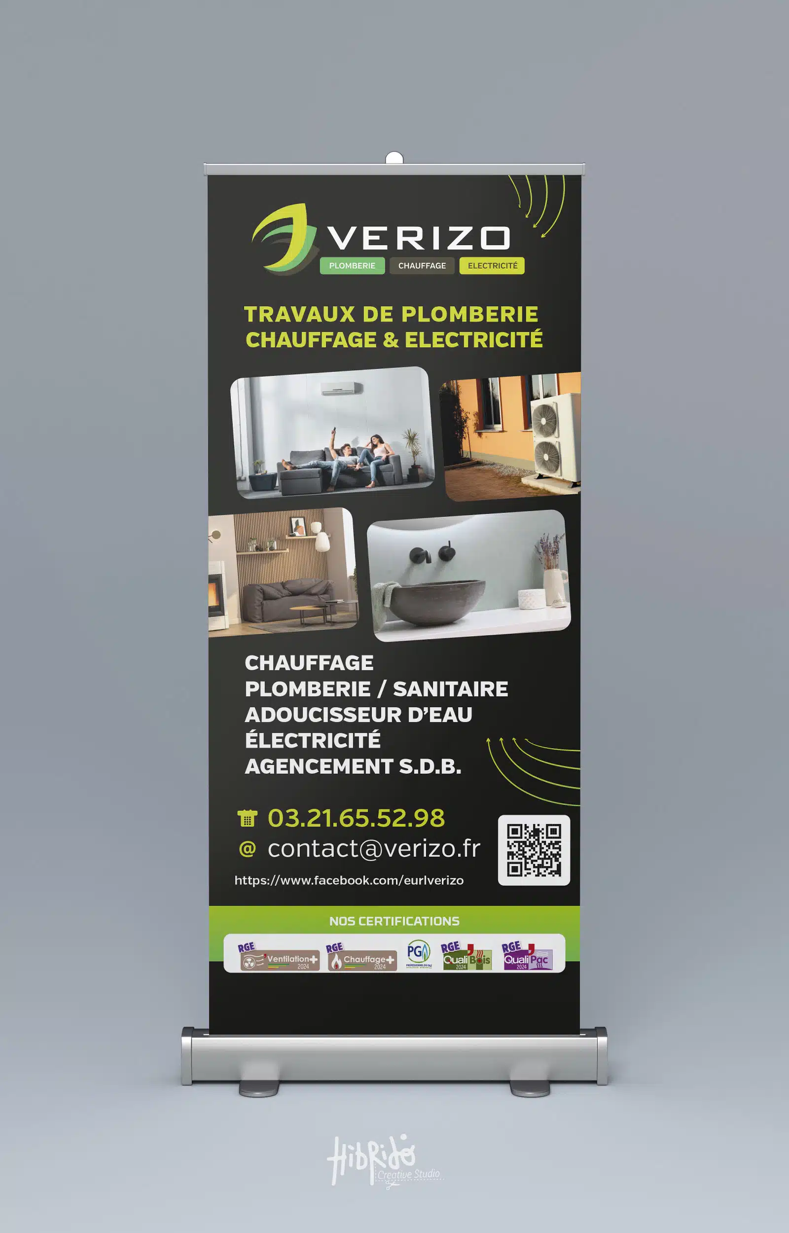 Verizo, plomberie, chauffage et électricité, contact et certifications.