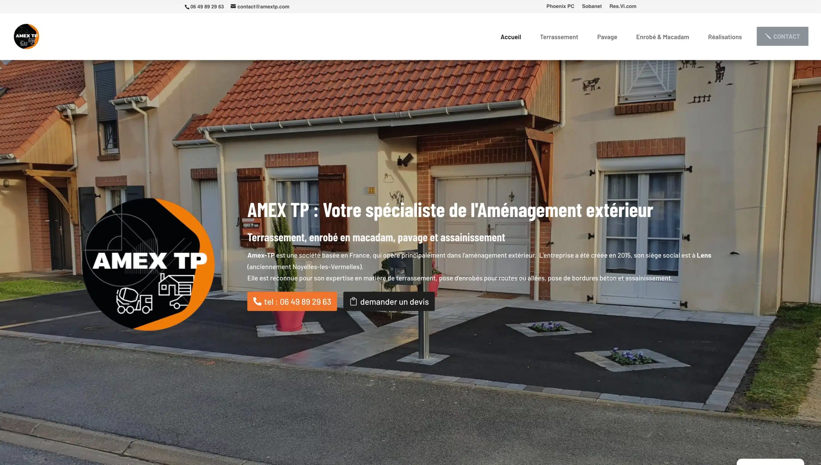 AMEX TP, aménagement extérieur, terrassement, pavage.