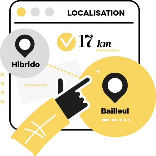 Écran de localisation de Hibrido à Bailleul.