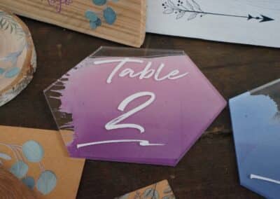 marque table en acrylique avec impression UV