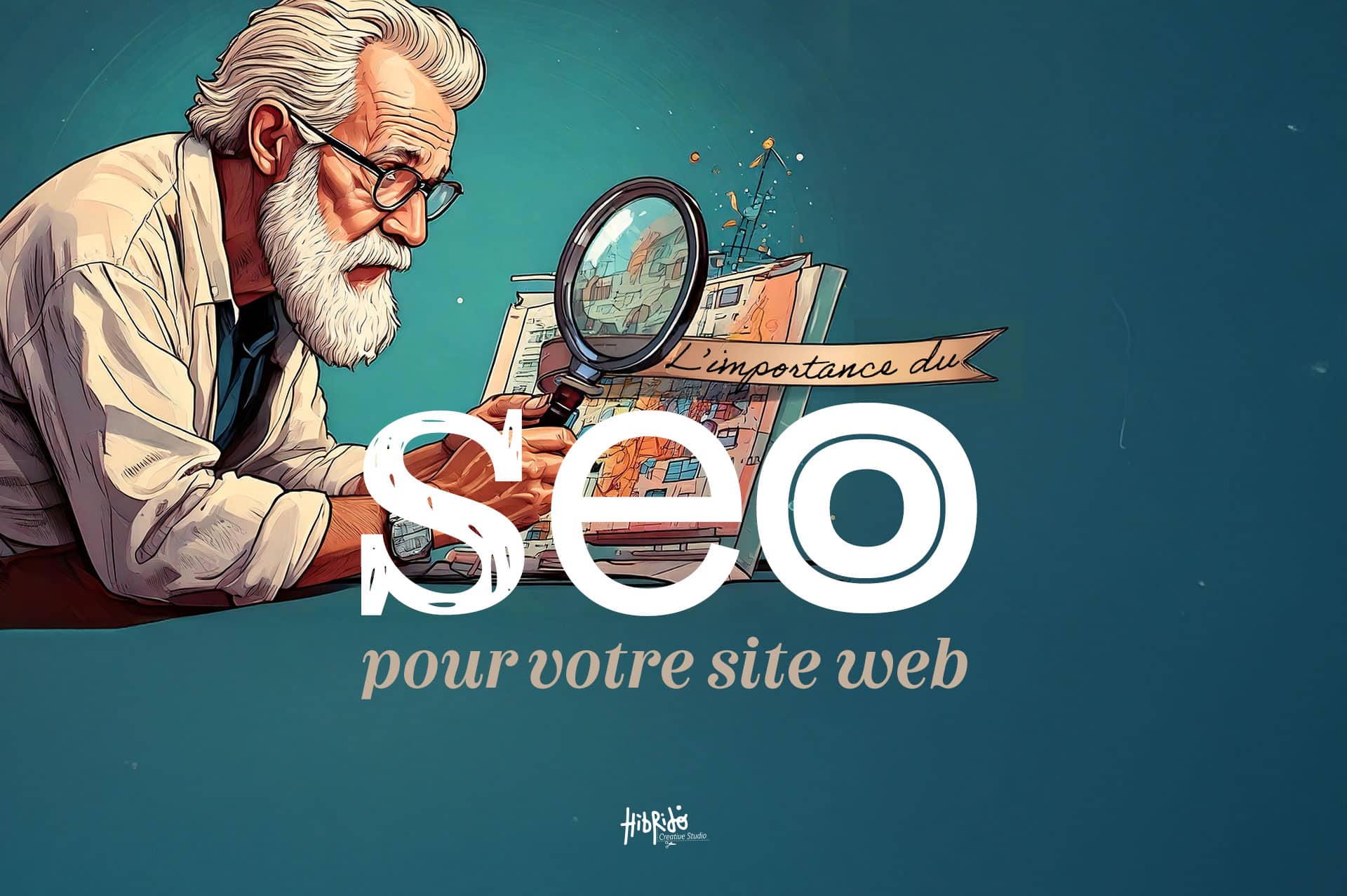 Homme avec loupe, importance du SEO.