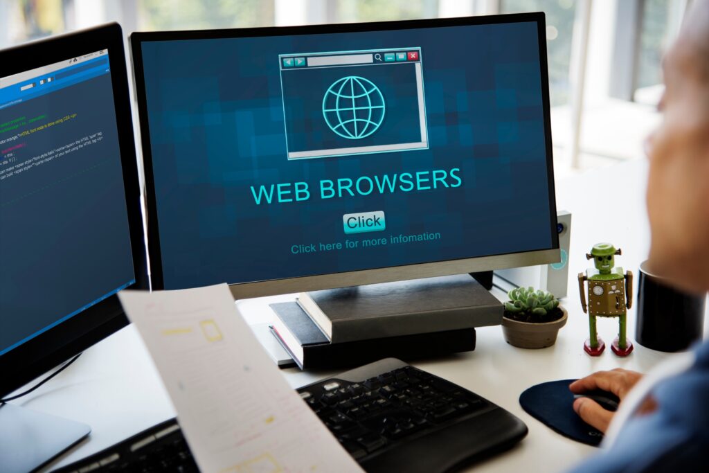 Écran d'ordinateur affichant texte 'Web Browsers'.