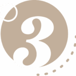 Icône numéro un beige avec points.