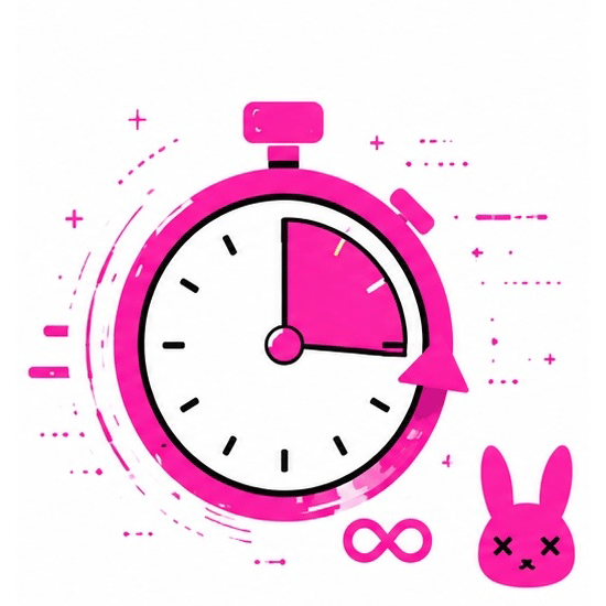 Chronomètre rose stylisé avec symboles graphiques